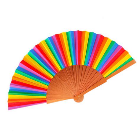 Abanico Madera Y Tela Arco Iris Abanicos Originales Que Puedo Regalar