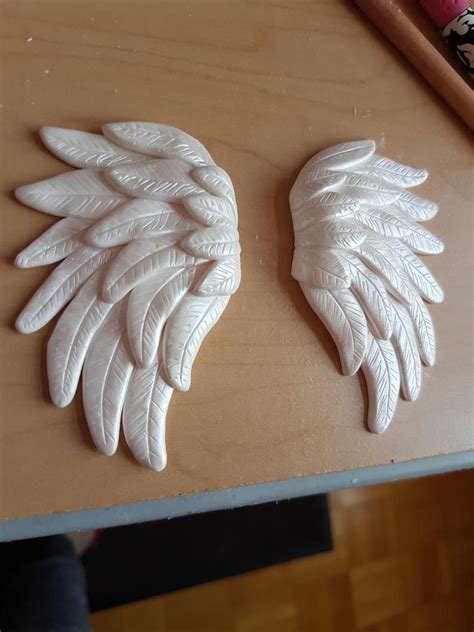 Handcrafted Polymer Clay Angel Wing Pair Ornament Keepsake T Angel Ornament Memorial T Set