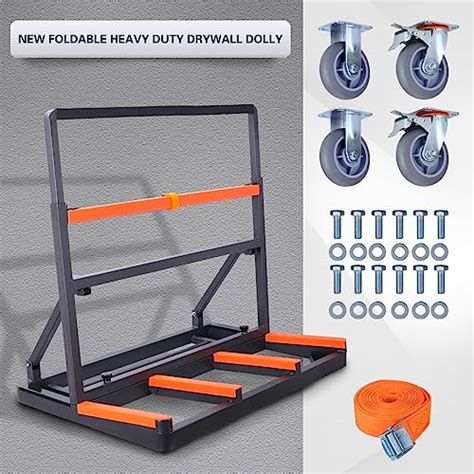 Upgrade Folding Drywall Cart Heavy Dutydrywall Dolly With Rubber Swivel Casters2200 Lbs Load