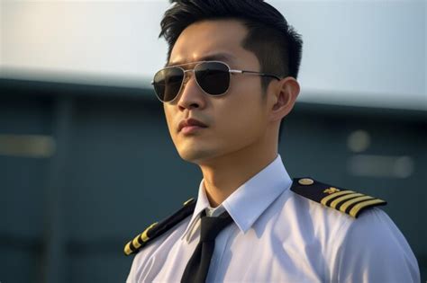 Premium Ai Image Civil Aviation Pilot Captain Uniform White Shirt