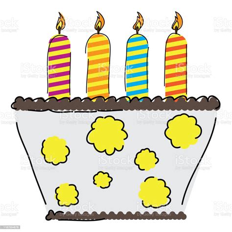 Isolated Sketch Of A Birthday Cake Stock Illustration Download Image