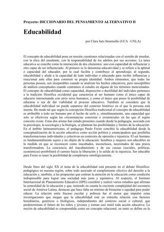 2011 Educabilidad Texto Stramiello PDF