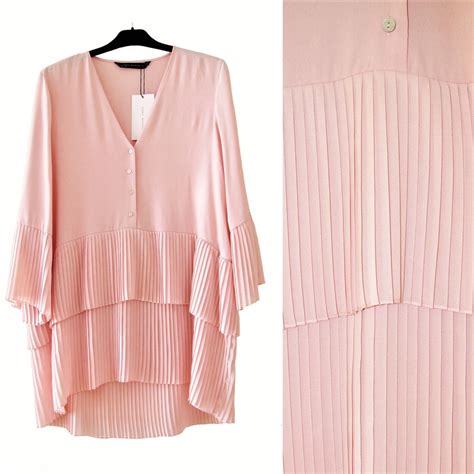 Zara Asymetryczna Plisowana Sukienka Nude L Oficjalne Archiwum Allegro