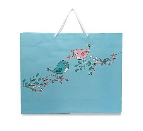 Sky Blue Base Printed Kraft Paper Shopping Bag 5 Kg At Rs 15 Piece