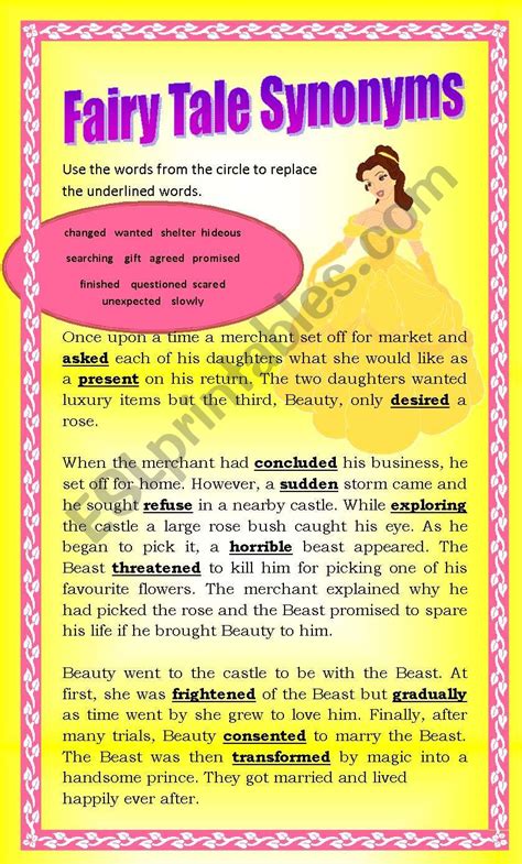 Finding Words Similar In Meaning Synonyms Esl Worksheet By Lyrill