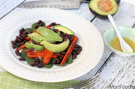 Smokey Roasted Carrot Avocado And Black Bean Salad With Garlic Lemon