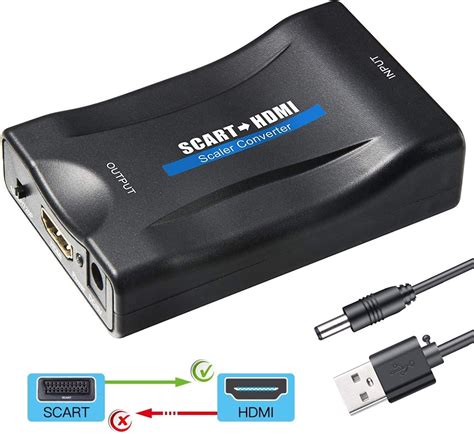 Scart A Hdmi Convertidor Fishoaky Conversor Euroconector A Hdmi Para