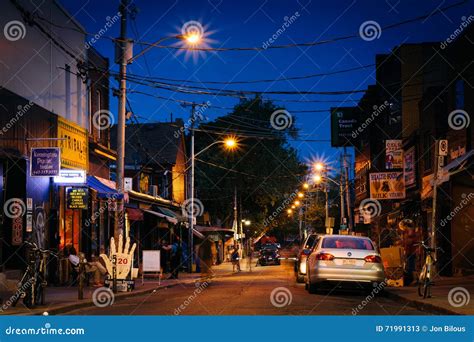 Kensington Avenue at Night, in Kensington Market, in Toronto, on ...