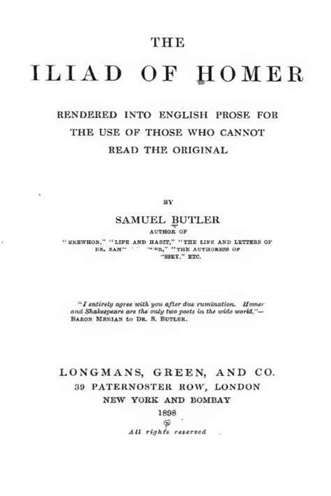 The Iliad Of Homer Rendered Into English Prose For The Use Of Those