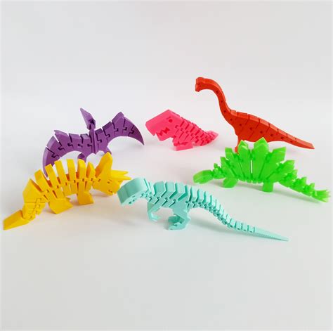 Set Of Dinosaur Articulated Flexible Toy D Printed Etsy