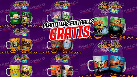 Plantillas Para Sublimar Tazas De Bob Esponja Halloween Con Editables