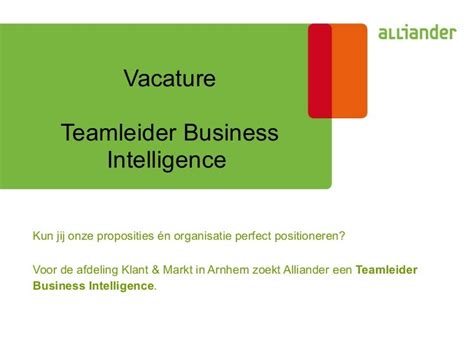 Vacature Teamleider Business Intelligence Alliander Arnhem