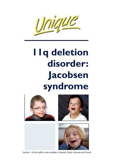 11q deletion disorder Jacobsen syndrome - Unique - The Rare ...