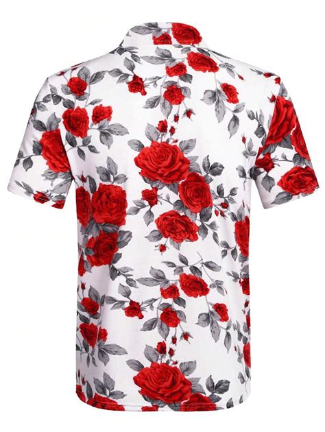 Men Floral Print Polo Shirt Shein Usa