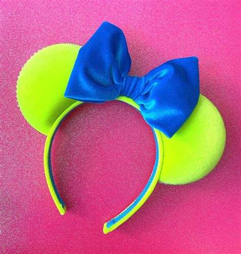 Neon Velvet Minnie Mouse Ears Yellow Minnie Ears Blue - Etsy