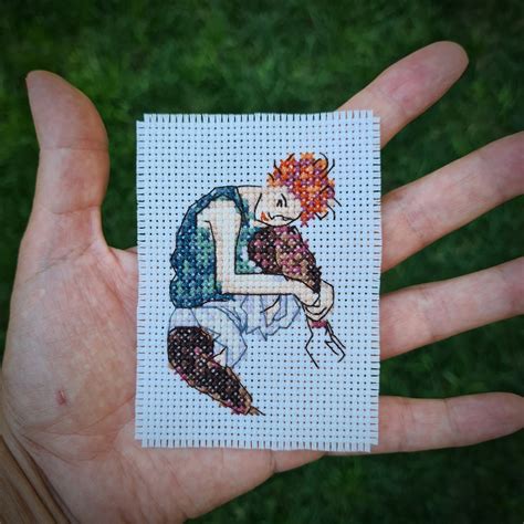 Modern Cross Stitch Pattern Tiny Seated Woman With Bent Etsy