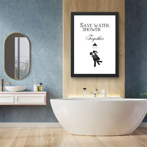 Save Water Shower Together Printable Minimalist Shower Poster Water