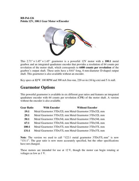 PDF Datasheet Motor 12V With Encoder DOKUMEN TIPS