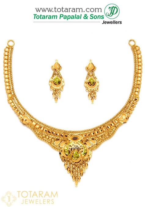 22k Gold Necklace And Earrings Set Gs2338