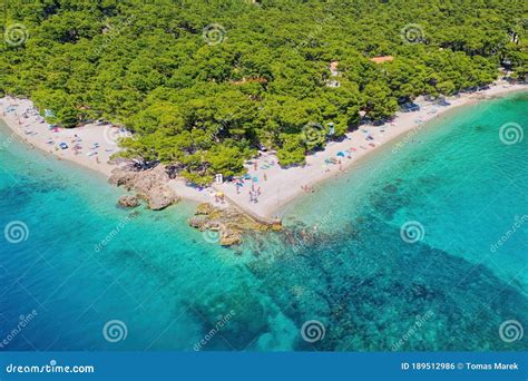 Punta Rata Beach With Azure Sea In Brela Dalmatia Croatia Stock Photo