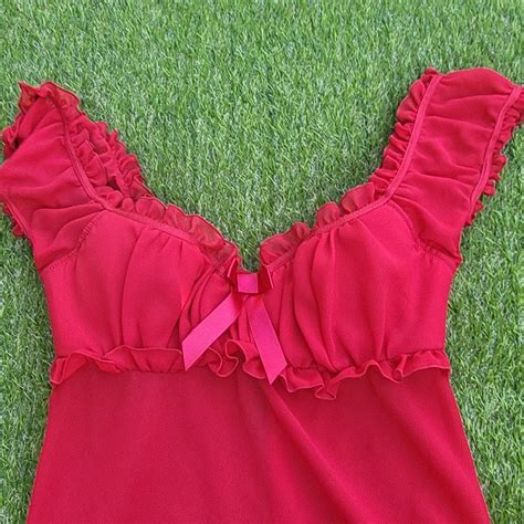 Sexy Red Mesh Babydoll Lingerie Dress By Depop