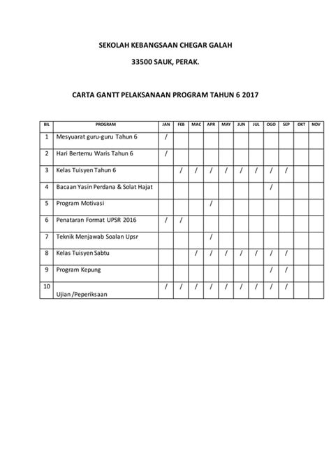 Carta Gantt Prog Tahun 6 2 20177777 Zila PDF