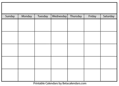 Blank Calendar Beta Calendars In Blank Calender Template