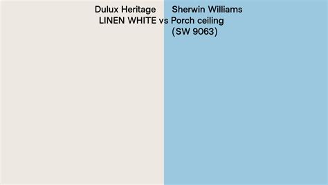 Dulux Heritage LINEN WHITE Vs Sherwin Williams Porch Ceiling SW 9063