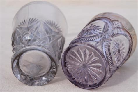 collection of antique & vintage pressed pattern glass tumblers, cut glass patterns