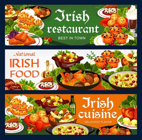 Premium Vector Irish Cuisine Meat Vegetable Fish Food Banners