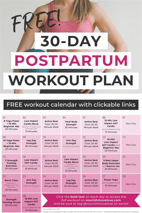 Postpartum Workout Plan Free Pdf Nourish Move Love Post Partum