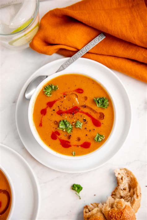 Creamy Roasted Carrot Soup With Ginger And Miso