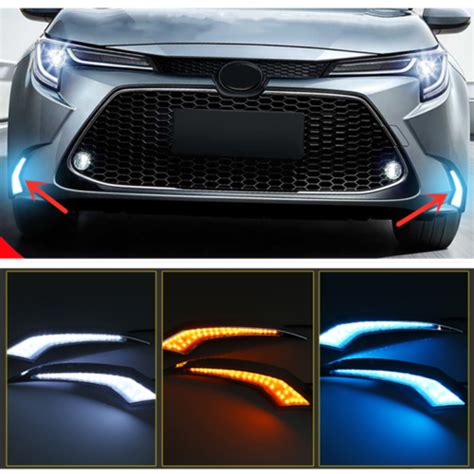 Front Bumper Led Fog Lights Drl Indicator For Toyota Corolla L Le Xle