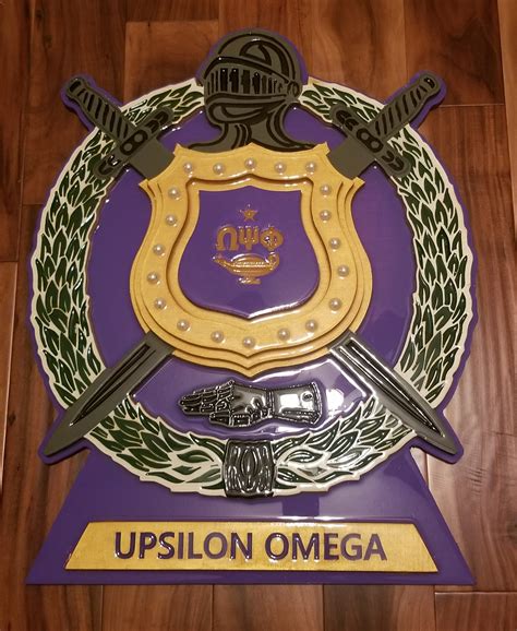 Omega Psi Phi Fraternity Banner Inch Carved Shield Painted