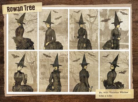 Victorian Witches Digital Collage Sheet 2 5x3 5in Halloween Etsy