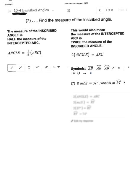 Unit 10 Homework 5 Inscribed Angles Answers 1 Thomas Agarwal