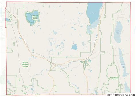 Map of Modoc County, California - Thong Thai Real