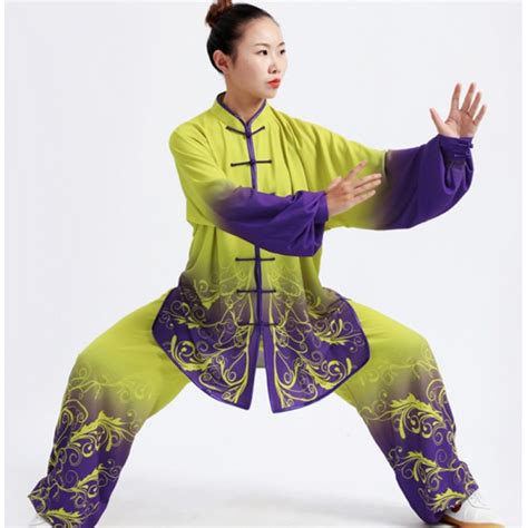 Tai Chi Clothing For Women And Men Purple Yellow Gradient Chinese