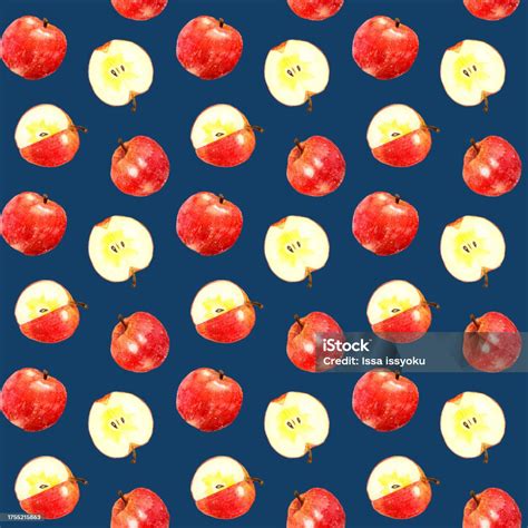 Red Apple Seamless Pattern Hand Drawn Fruit Watercolor Illustration