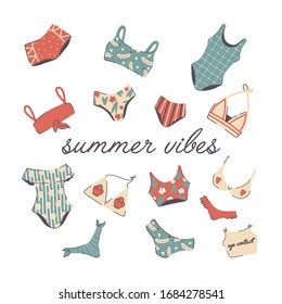 Lingerie Swimsuits Vector Stickers Set Various Stock Vector Royalty