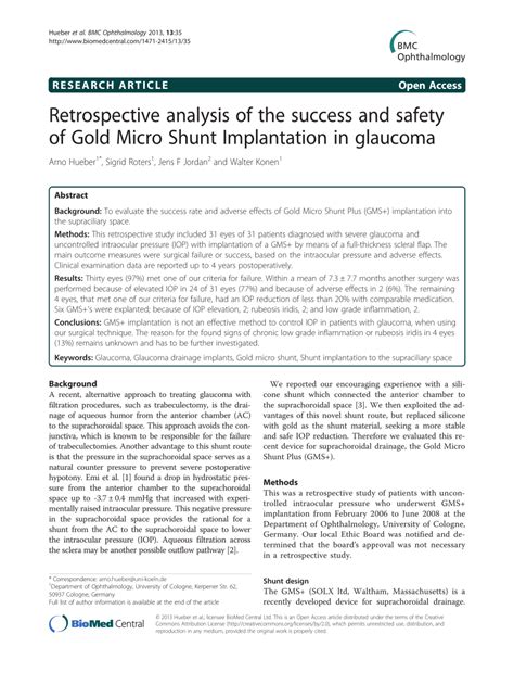 Pdf Retrospective Analysis Of The Success And Safety Of Gold Micro