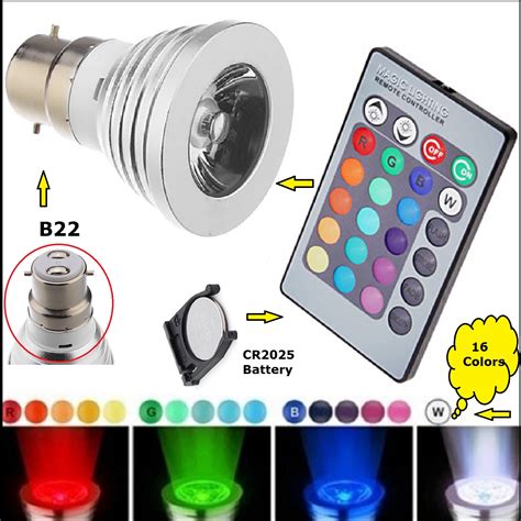 Shop LED RGB B22 16 Color Changing Light Bulb with Wireless Remote Online - Shopclues