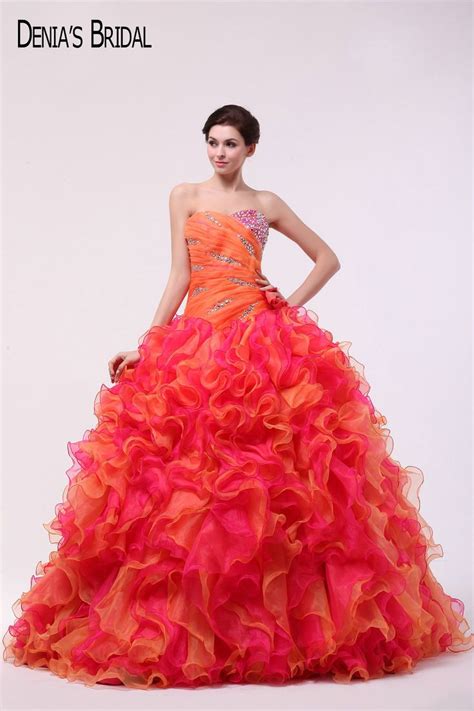 Us Red Orange Ball Gown Evening Dresses With Sweetheart