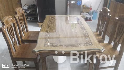 Seater Dining Table With Tempered Glass Burma Teak Wood For Sale In