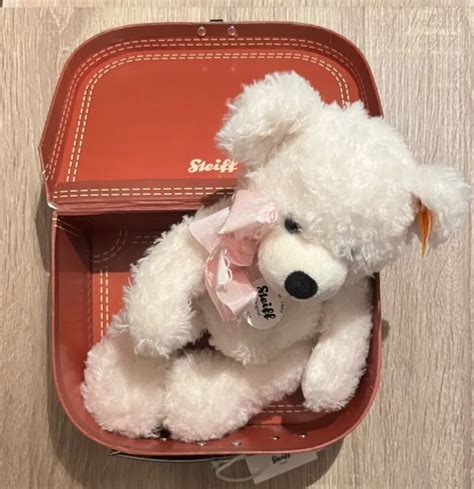 STEIFF TEDDYBÄR BÄR Lotte weiß mit Koffer 111464 25 cm mit Etikett