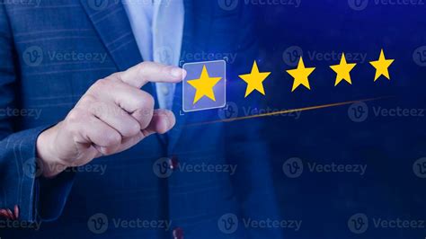 Star Rating Businessman Customer Giving Five Star Rating Review