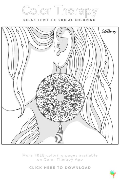 The Color Therapy Coloring Book Features An Image Of A Woman S Face And Ear