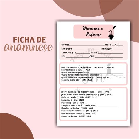 Ficha De Anamnese Manicure E Pedicure Elo Produtos Especiais Images