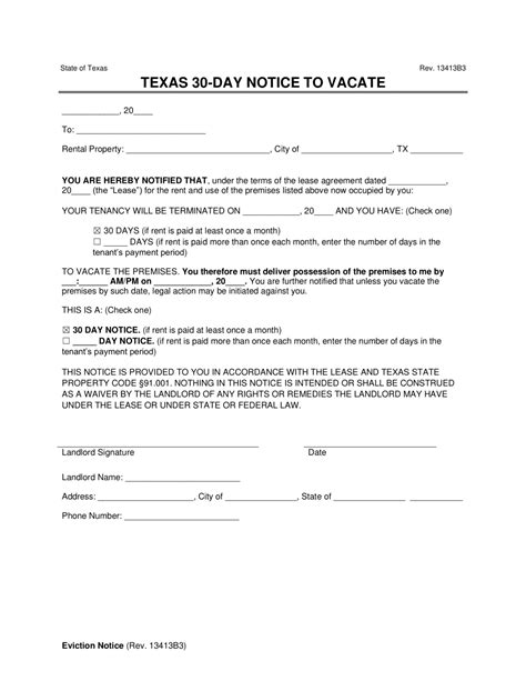 Free Texas Day Notice To Vacate Lease Termination Letter Pdf Word