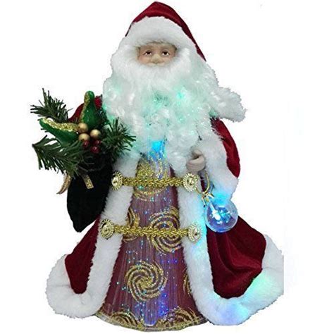 Merry Christmas Trees Decorations Topper Santa Claus Led Lighted Home